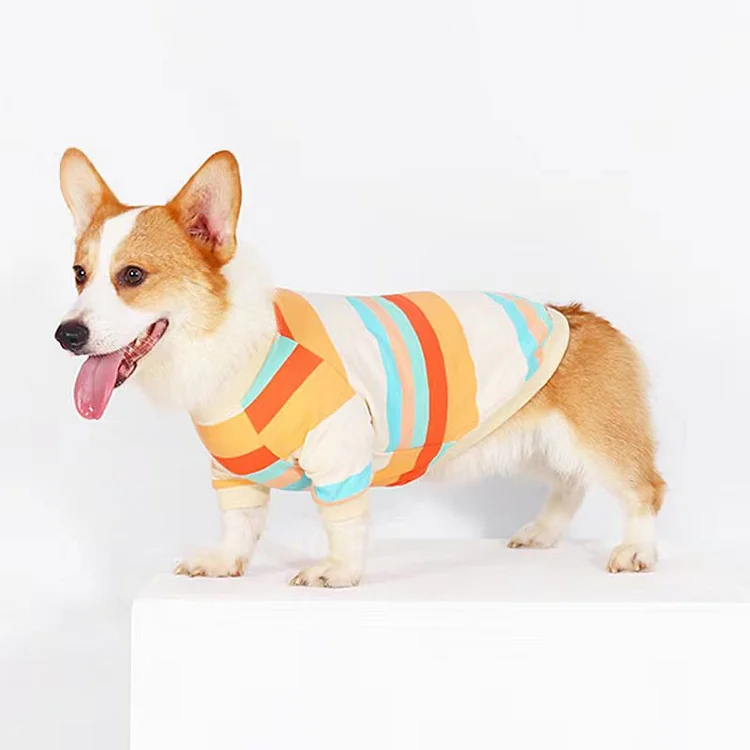 Striped T-shirt Corgi Dog Clothes