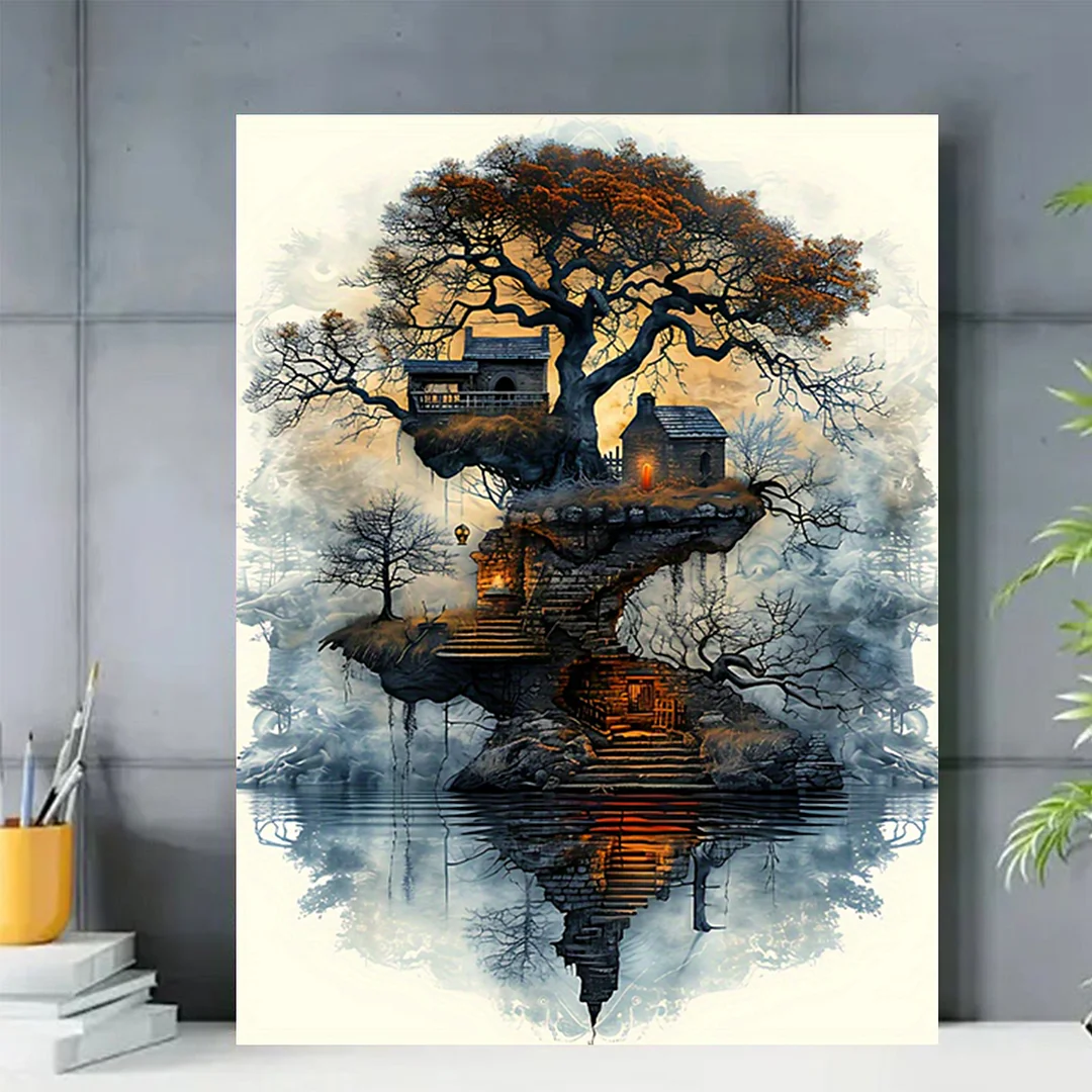 Treehouse DIY Paint By Numbers Kit on Canvas 40x50cm Without Frame Paint by Numbers Kits Drawing Paintwork for Beginners Adults Gift Home Wall Decor