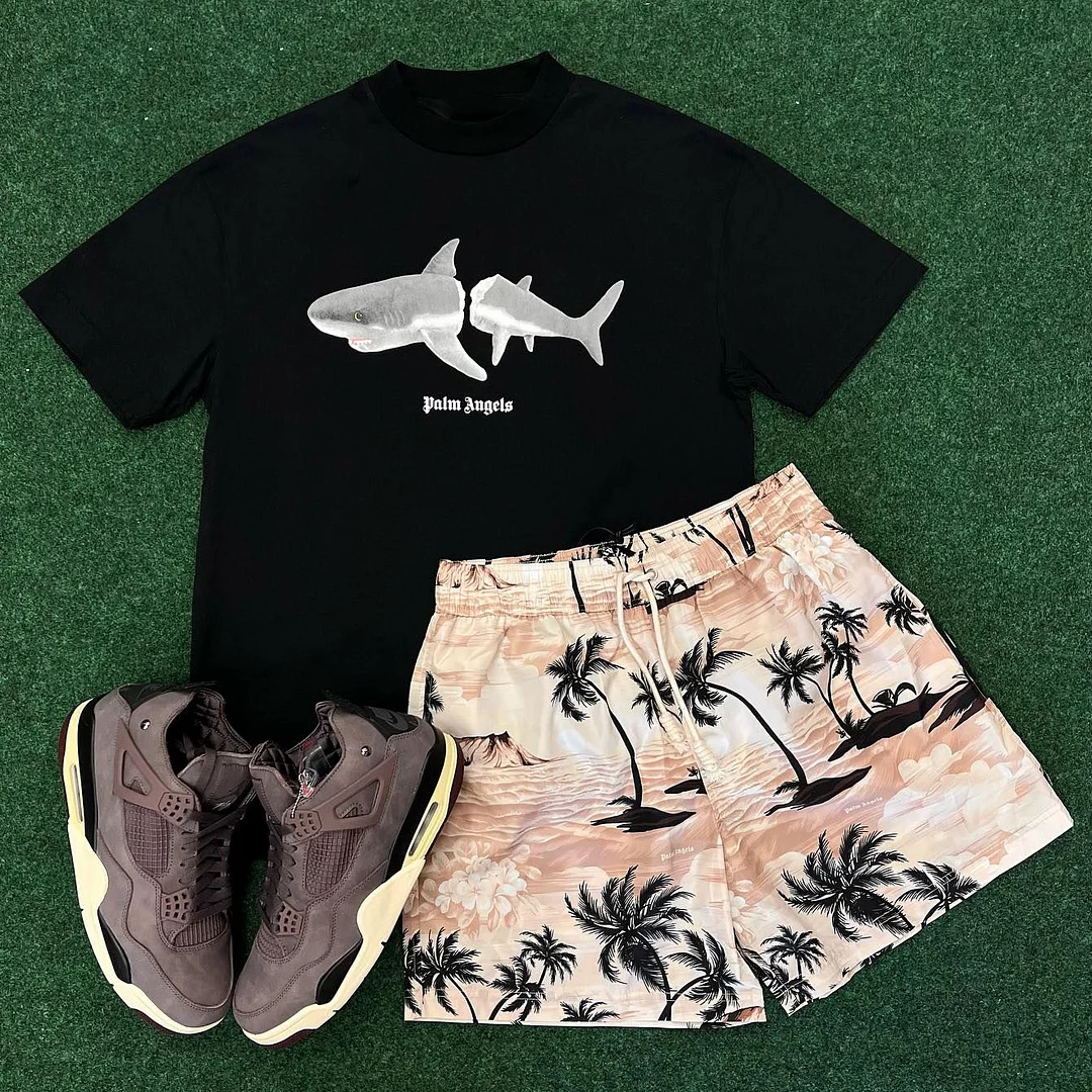 Hawaiian Casual Print T-Shirt Shorts Two-Piece Set