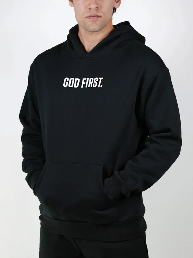 Men's Casual God First Print Hoodie / Rvogue / Rvogue