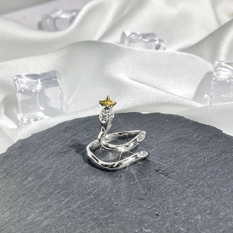 Hip-Hop Cool Style Snake Copper Plating Inlay Rhinestones Open Rings