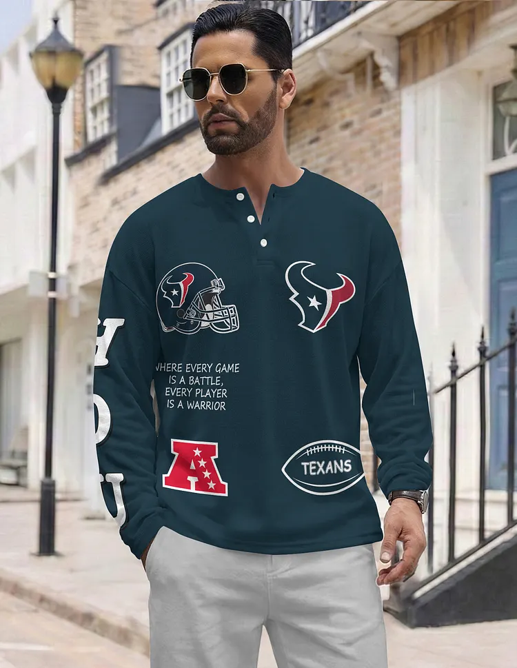 Houston Texans  Long Sleeve Henley Shirts & Pants set