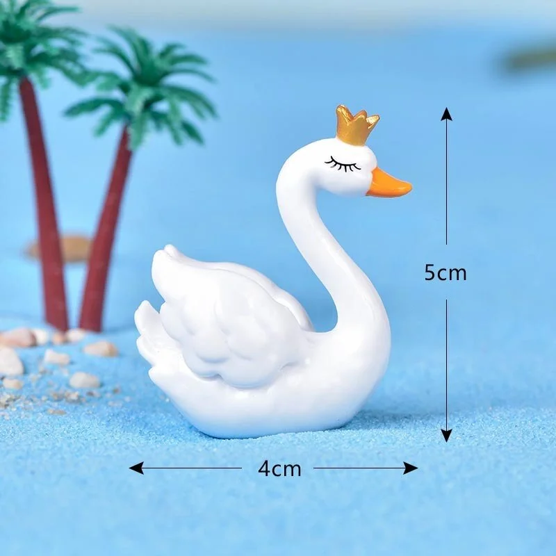 Black White Mini Cute Goose Swan Model Aquariums Ornaments Fairy Garden Decoration Miniature Figurine DIY Cake Decoration  Home