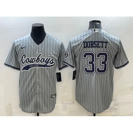Men's Dallas Cowboys #33 Tony Dorsett Grey With Patch Cool Base Stitched Baseball Jersey M633