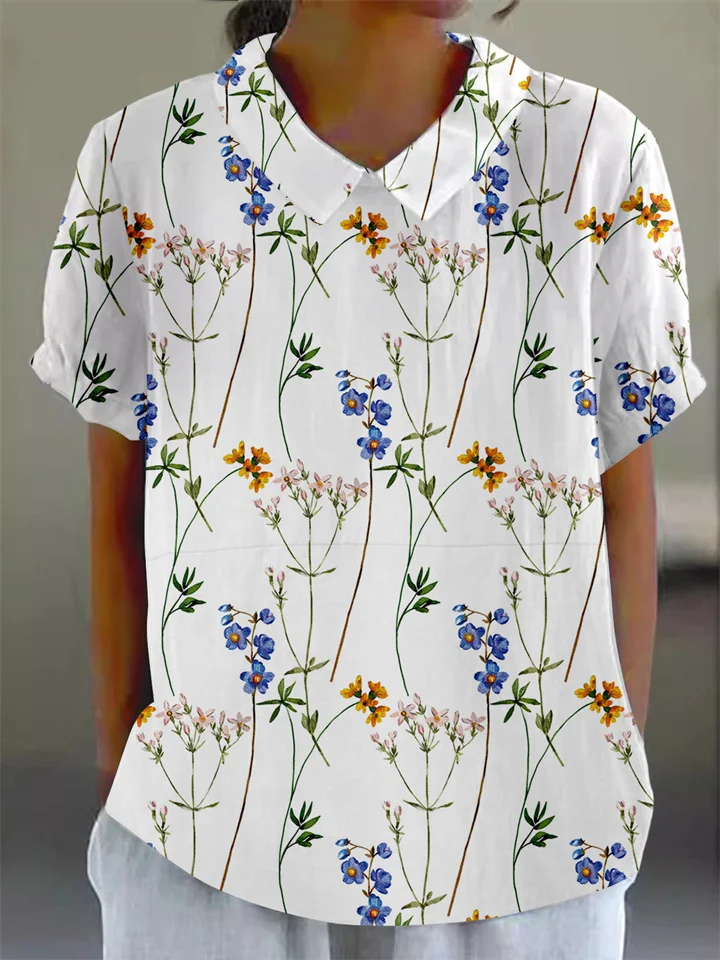 Summer New Shirt Women's Short-sleeved Vintage Ocean Print Short-sleeved