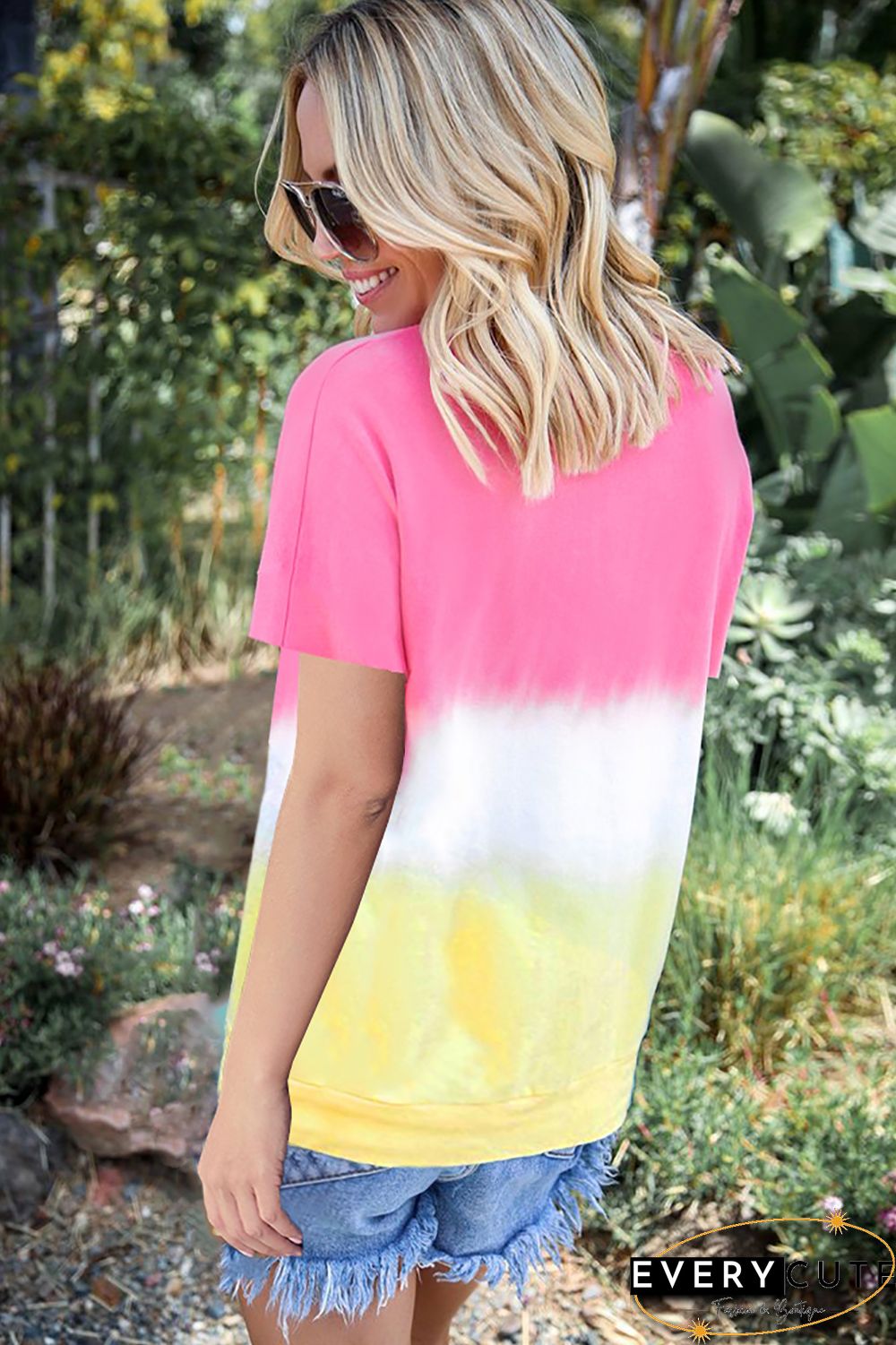 Pink Accent Colorblock T-shirt