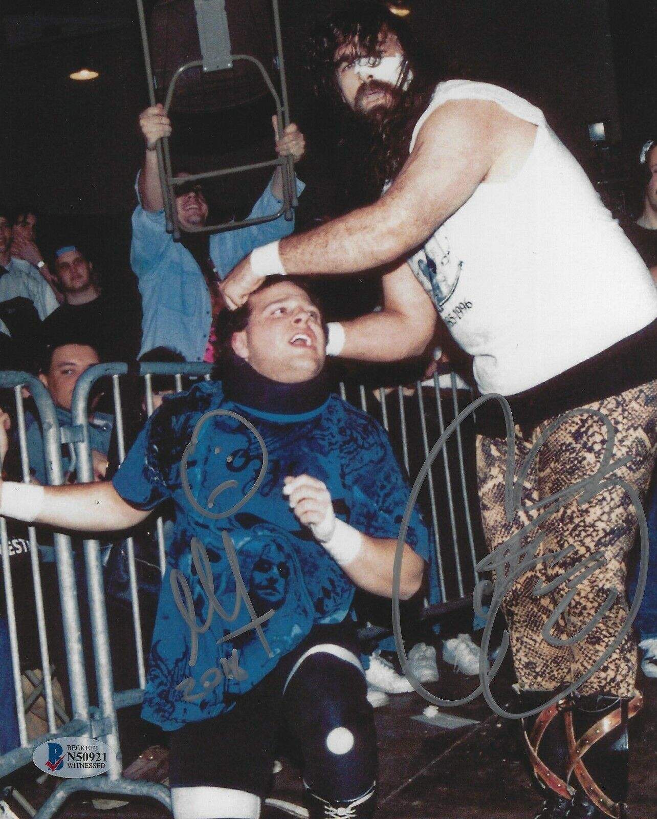 Mick Foley Cactus Jack & Mikey Whipwreck Signed 8x10 Photo Poster painting BAS COA WWE ECW Auto