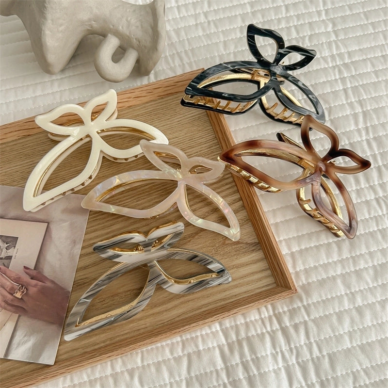 Women’s IG Style Sweet Butterfly Imitation Acetic Acid Metal Hollow Out Hair Claws