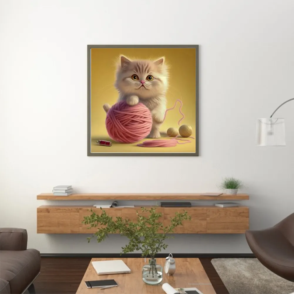 DIY Paint By Number 40*40cm - Cat Playing With Yarn