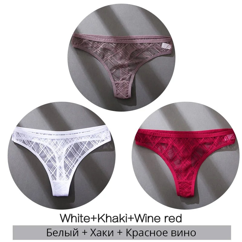 FINETOO Sexy Thongs Panties Women M-XL Transparent Lattice Underwear Ladies Lace G-string Underpants Female Thong Lingerie 2021