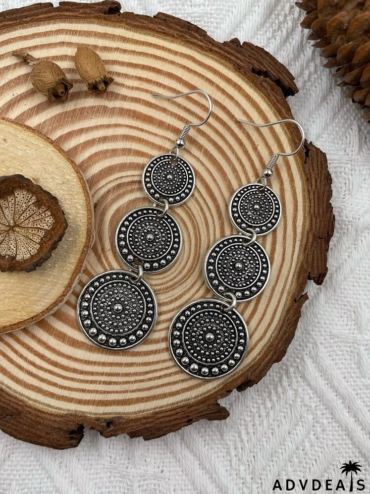 Tiered Round Drop Earrings