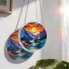 (18.5cm)DIY Acrylic Jigsaw Puzzle Window Hanging with Hanging Chain DIY Stained Glass Decoration Round Window Puzzle Decor for DIY Craft Project (Sunrise)