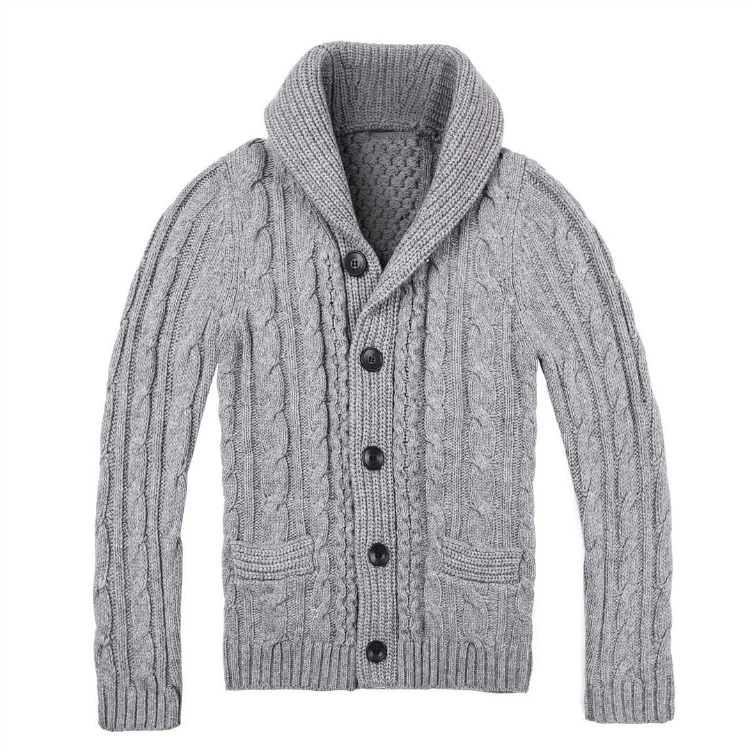 Men's Sweater Coat Single-Breasted Pocket Cardigan Sweater