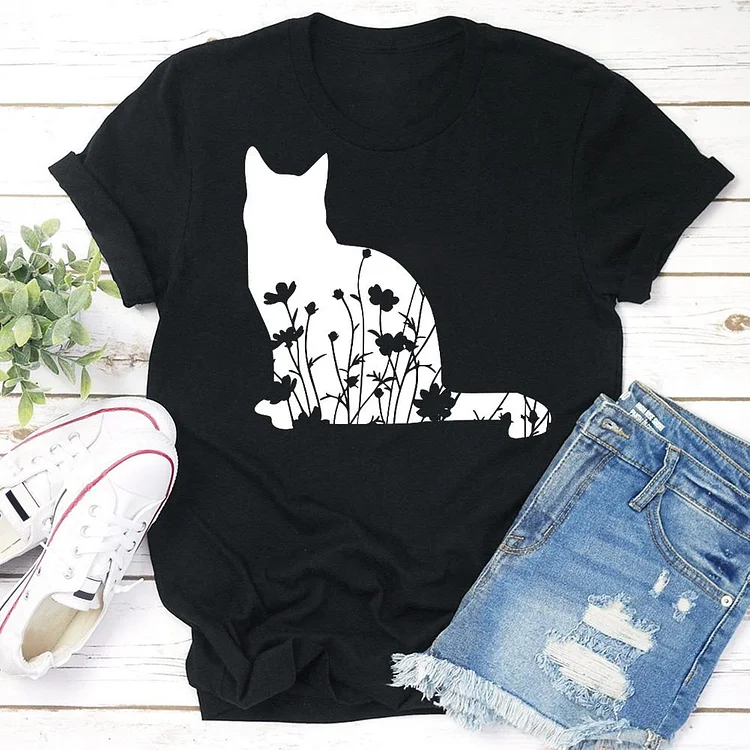 PSL - Floral Cat Plants Shirt Tee -02492