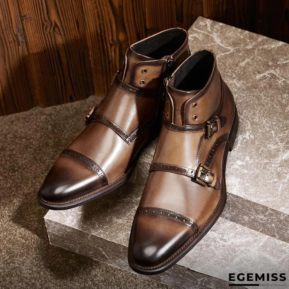 British Style Vintage Hand-carved Bullock Buckle Boots | EGEMISS