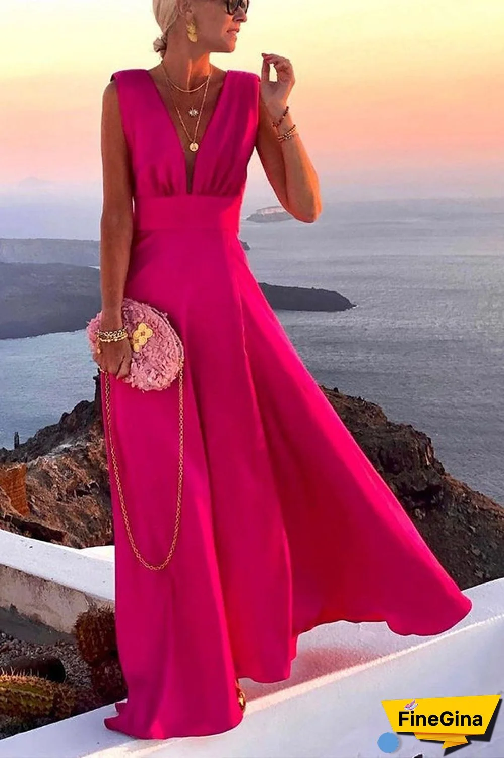 Novel Romance V Neck Maxi Party Dress