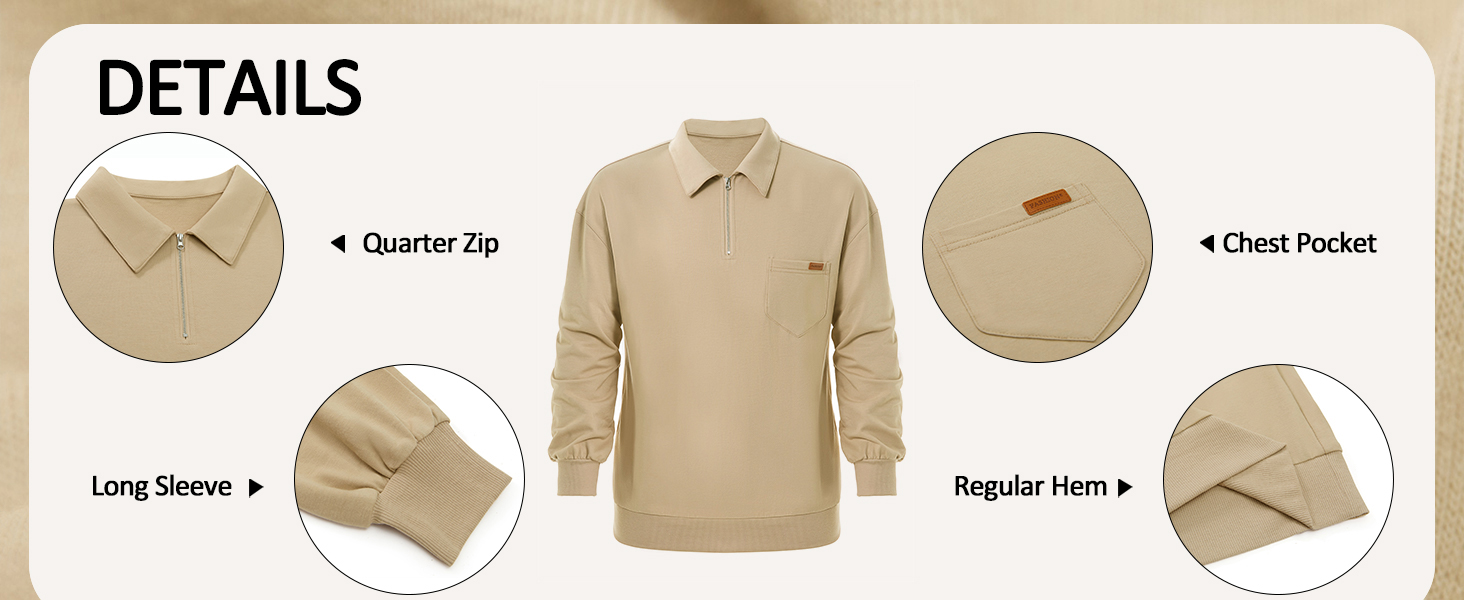 Mens Casual Quarter Zip Lightweight Cotton Loose Fit Jackets