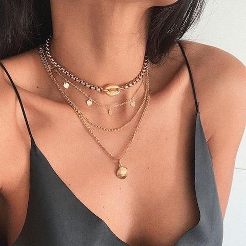Shell Love Scallop Multilayer Necklace