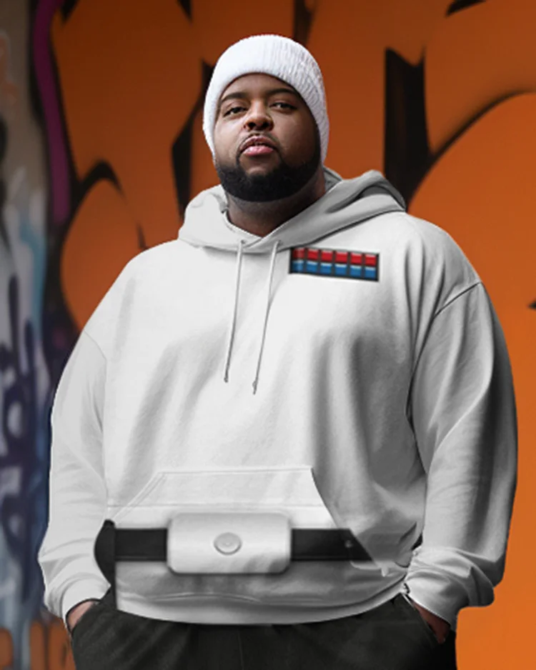 Men's Plus Size Personalized Cosplay Colorblock Hoodie Two-Piece Set