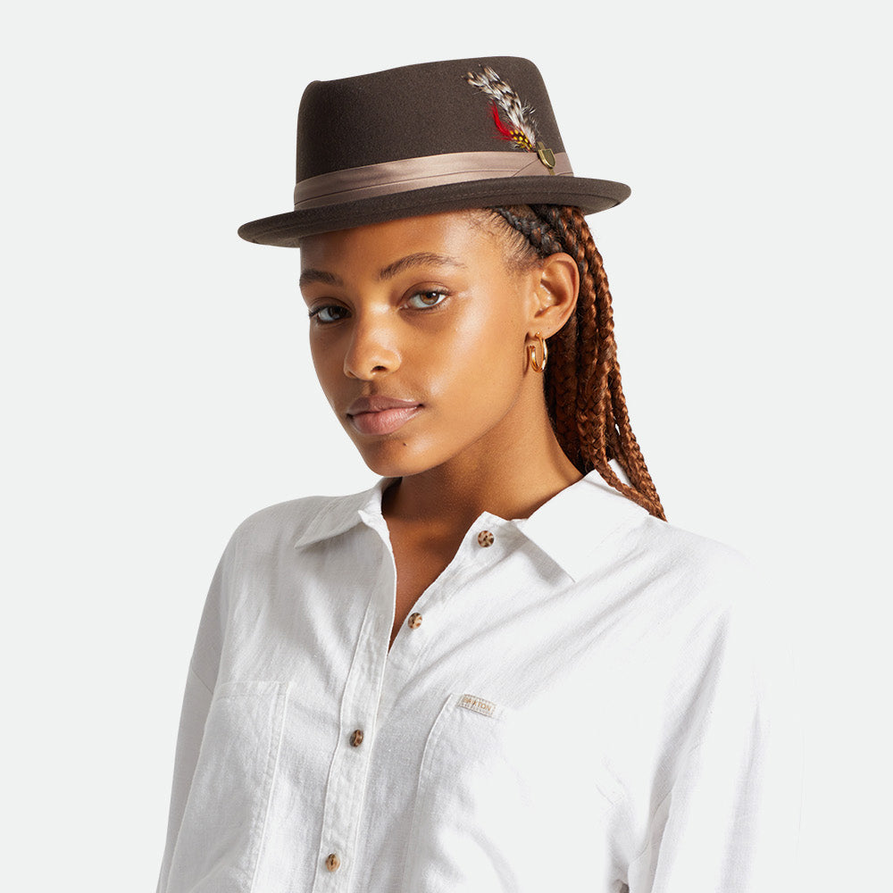 Brixton Hats Stout Wool Felt Pork Pie Hat - Brown