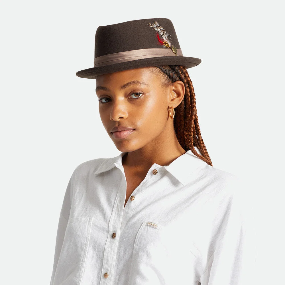 Brixton Hats Stout Wool Felt Pork Pie Hat - Brown