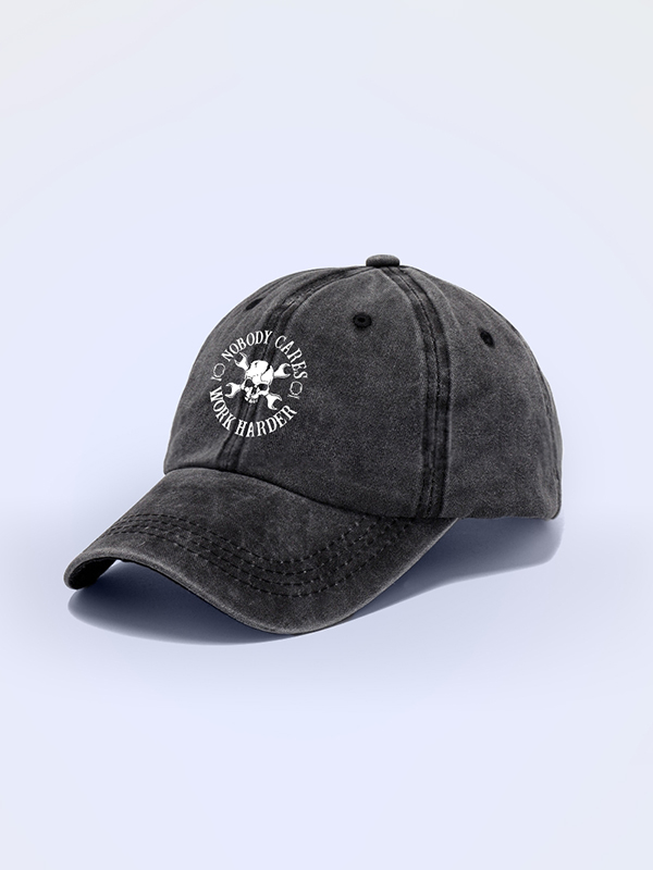 NOBODY CARES, WORK HARDER Skulls with Handles Trucker Vintage Baseball Caps