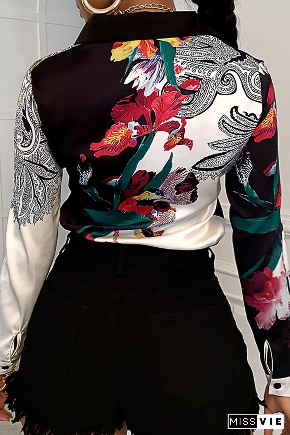 Floral Printed Long Sleeve Casual Blouse