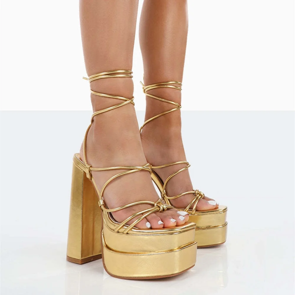 Roman Sandals Women Summer New High Heel Cross Strap Platform Opened Toe Fashion Show Plus Size Sandals Strappy Pumps