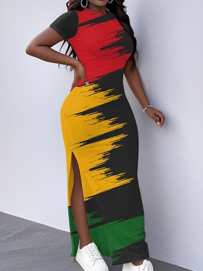 Women's Black Women Art Print Dress 