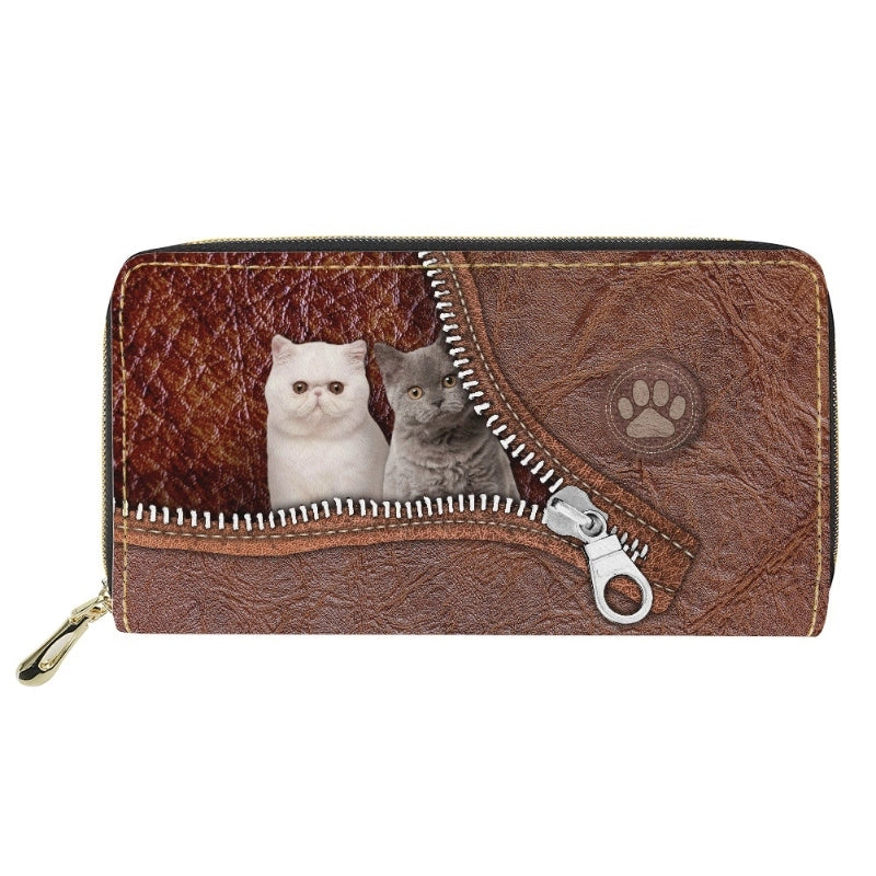 Women's Customized Pu Leather Zipper Wallets