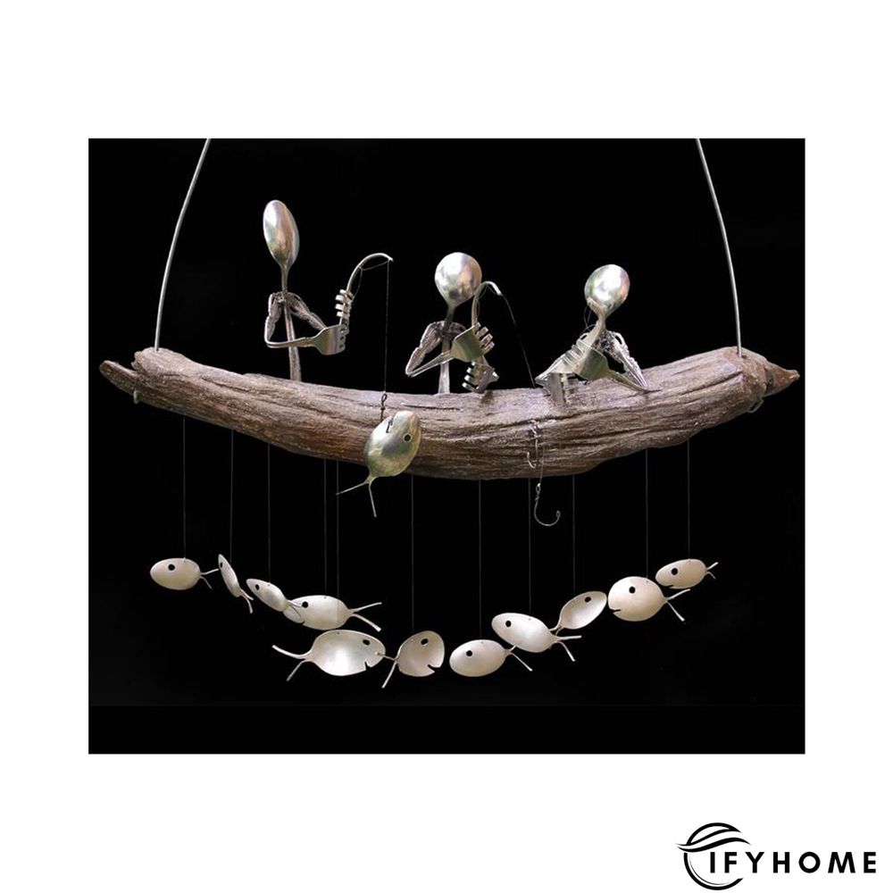 Last Day 50% OFF -Fishing Man Spoon Fish Sculpture Wind Chime | IFYHOME
