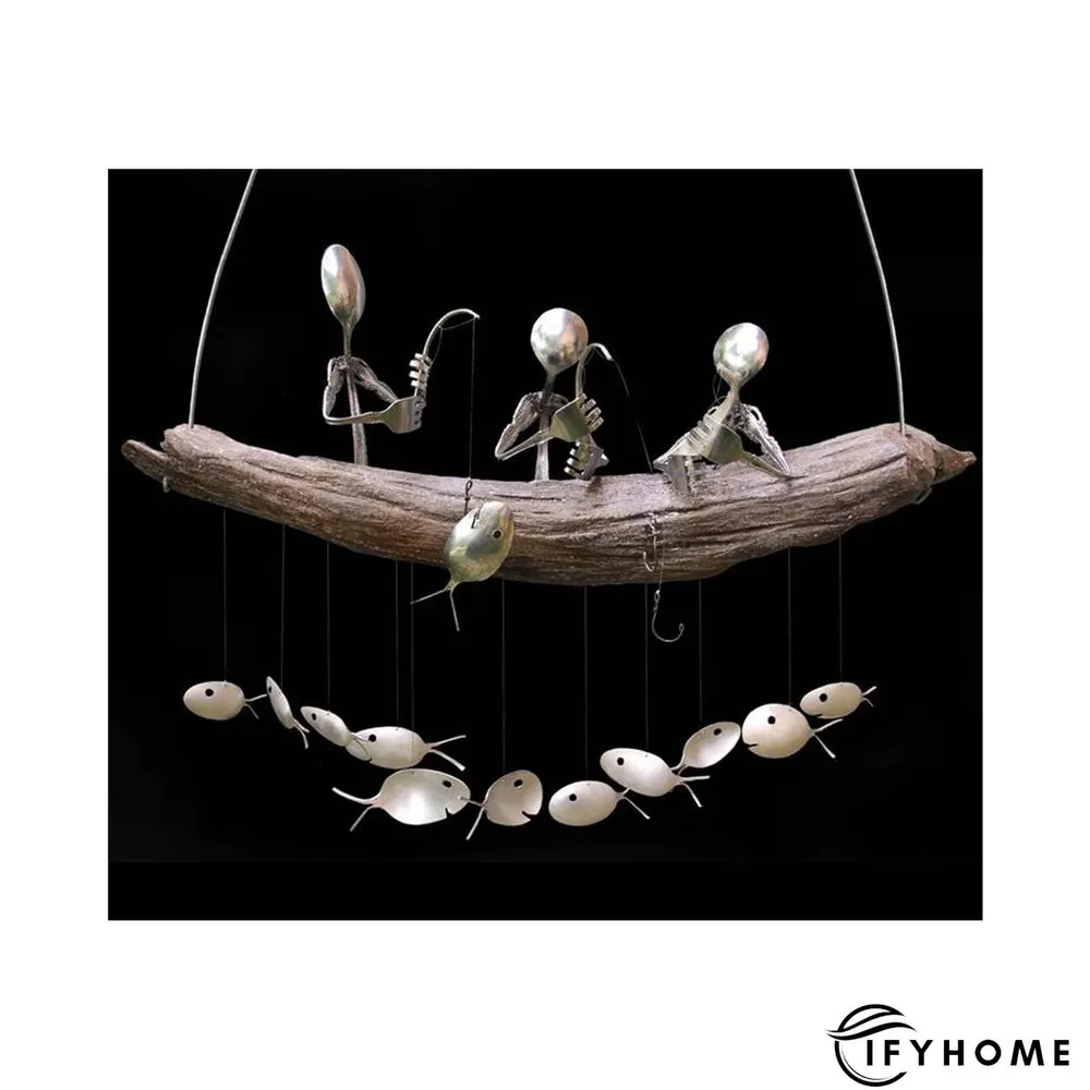 Last Day 50% OFF -Fishing Man Spoon Fish Sculpture Wind Chime | IFYHOME