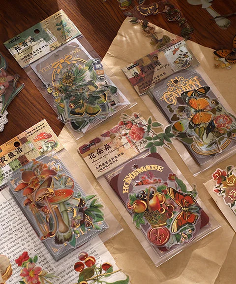 80 Pcs Flower Language Sticker Set with 20 Pcs Bookmark Cards