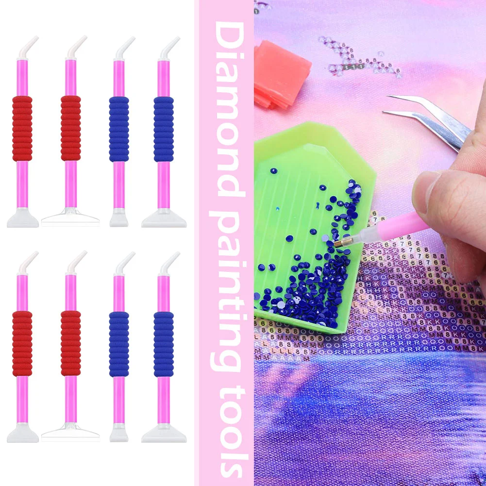 8pcs 5D DIY Diamond Painting Square Point Drill Pen Rhinestones Craft Tools(Pink)