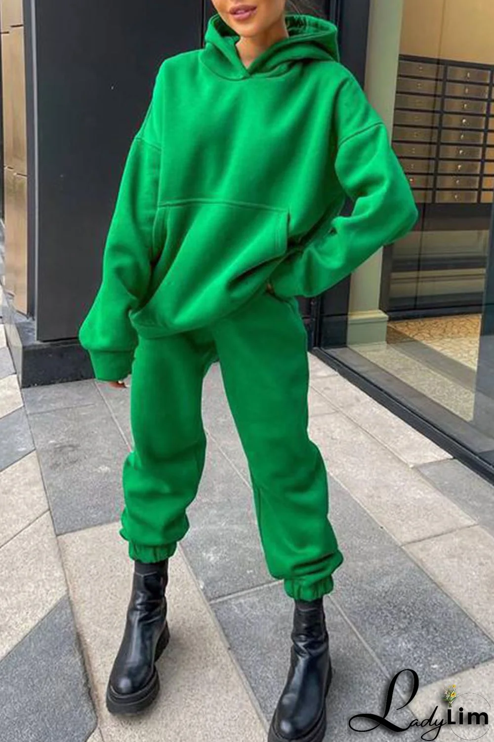 Black Casual Solid Split Joint Hooded Collar Long Sleeve Two Pieces