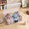 24Pcs Round Bottles with Insert Diamond Painting Containers Multi Purpose Portable Plastic Case Box with Stickers & Compartments Arts Crafts Storage Bottle for Hardware Rhinestone