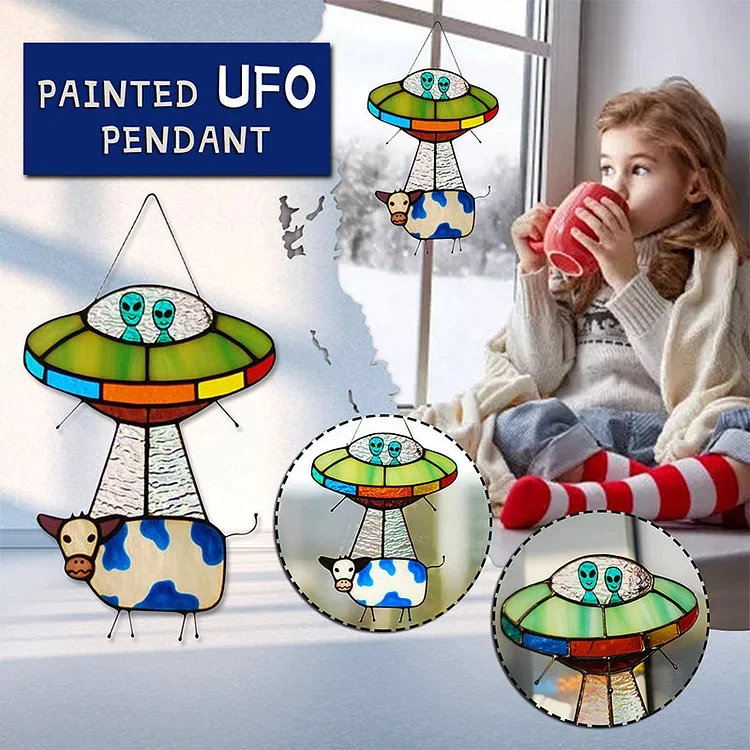 Painted UFO Cow Pendant - tree - Codlins