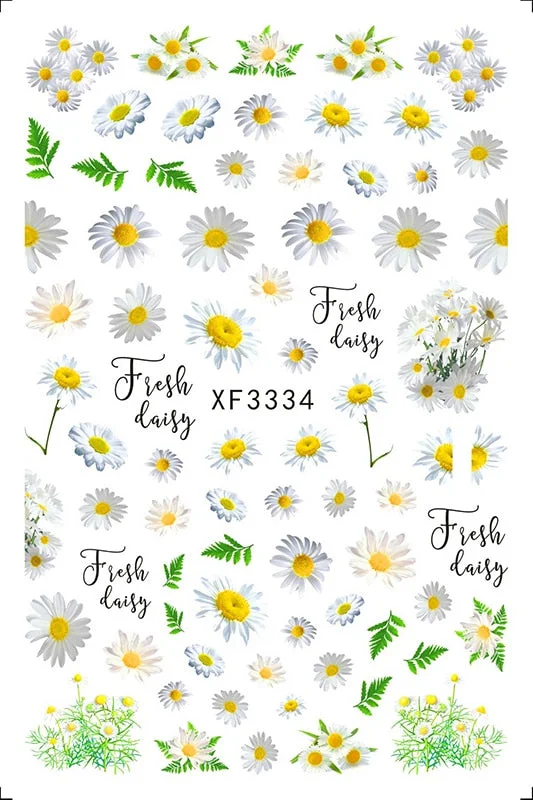 Popular Daisy Nail Sticker for Design Decoration Sunflower Nail Art Decals Adhesive Himawari Sticker for Nail Manicure Design