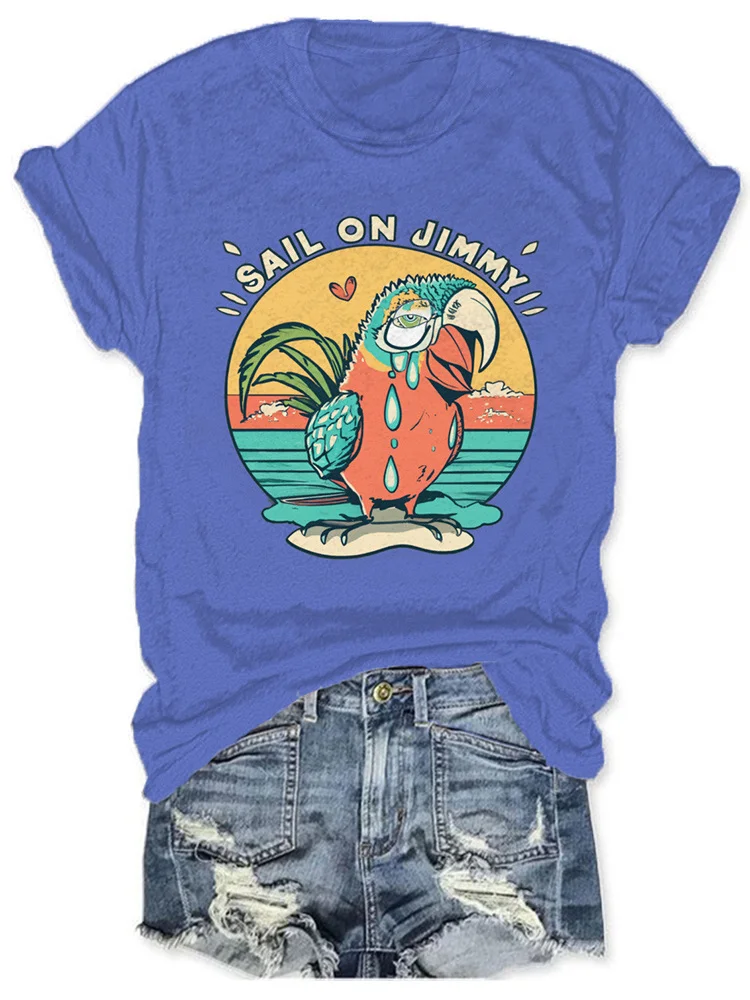 Women's Parrot Print Commemorative Jimmy T-Shirt