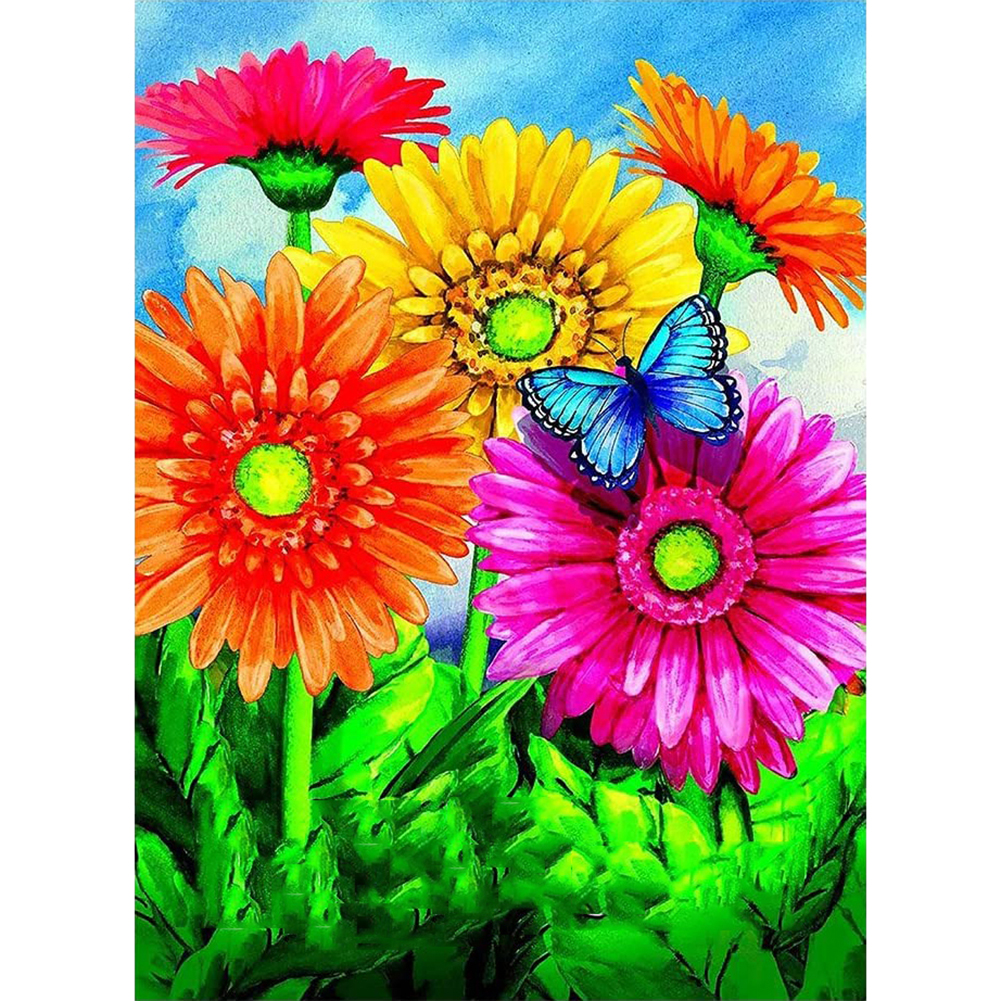 

30*40CM Round Drill Diamond Painting-Vibrant Flower, 501 Original