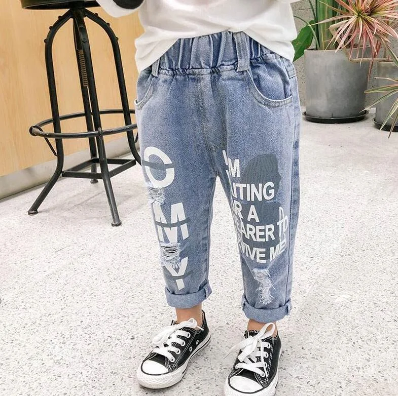 Baby Boys Girls Jeans Pants New 2019 Children Trousers 1-7Yrs Boys Girls Jeans Boys Casual Pants Cartoon Cat Jeans For Kids