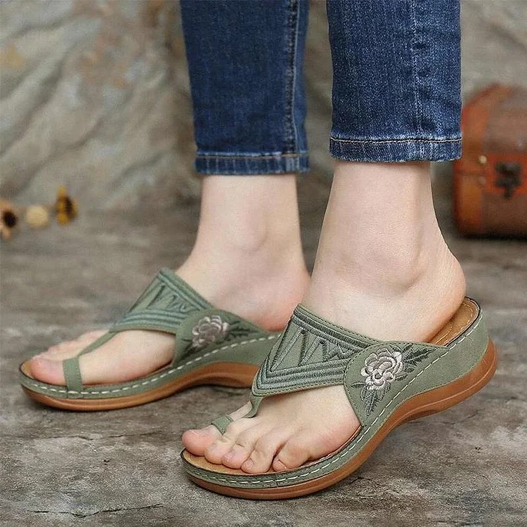 Embroidered Wedge Sandals | 168DEAL