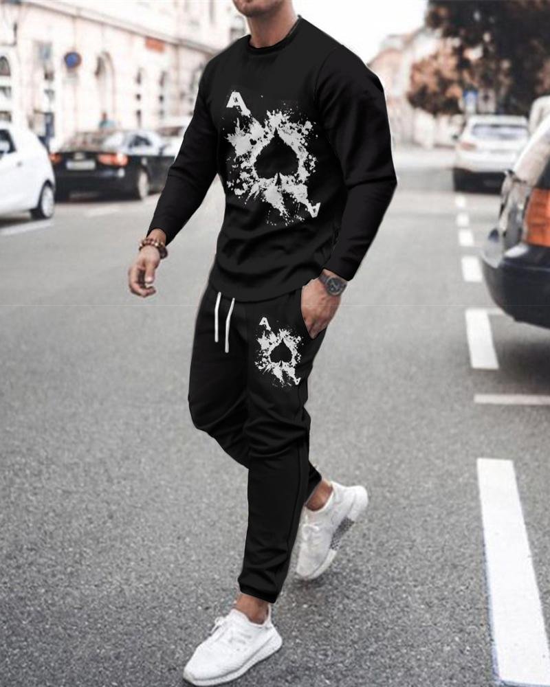 Men's Fashion Printing Long-sleeved Suit-25