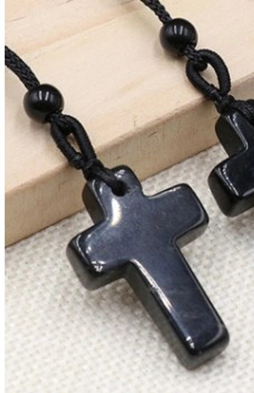 Casual Cross Crystal Polishing Pendant Necklace