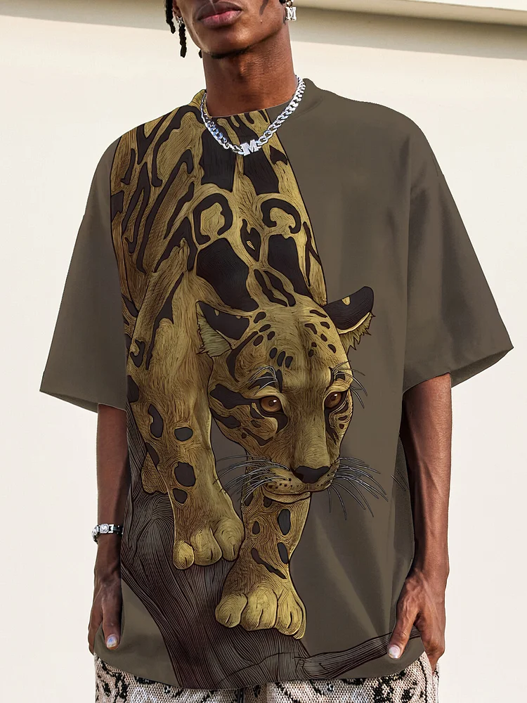 Men's Panther Graphic Print Casual T-Shirt