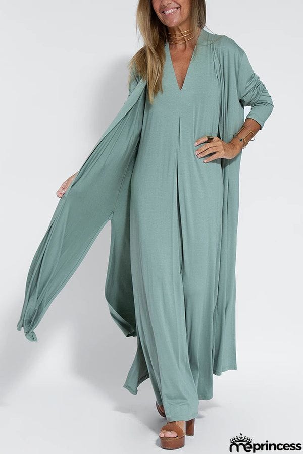 Shades of Happiness Knit Solid Color Slit Drape Cardigan