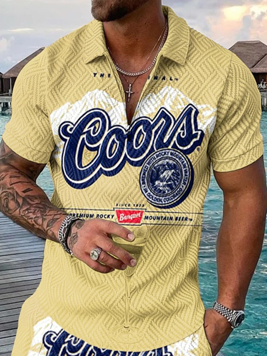 Men's Casual Lapel Printed Short Sleeve Polo Shirts