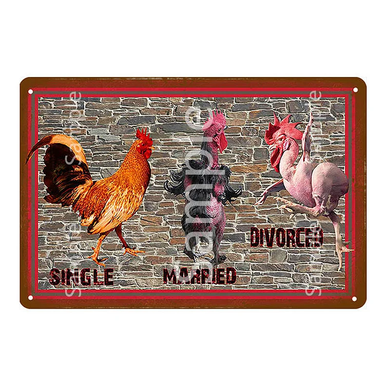 Poulet - enseignes en étain vintage / enseignes en bois - 7.9x11.8in & 11.8x15.7in