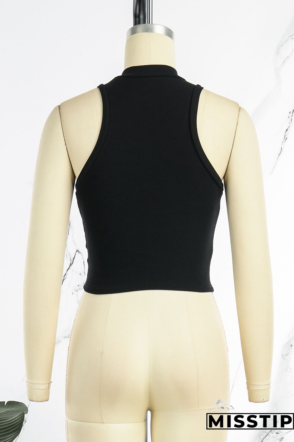 Black Casual Solid Basic Half A Turtleneck Tops