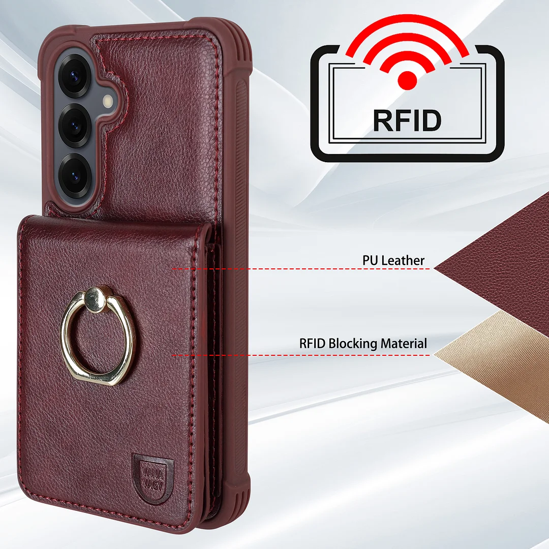 VANAVAGY Wallet Case Compatible for Galaxy S25 5G with Credit Card Holder and Coin Pocket